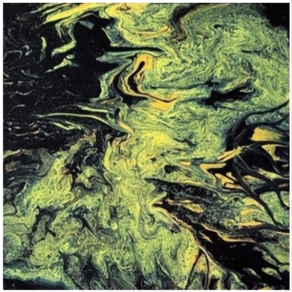 Black and Yellow Textured Abstract Design 12 x 12 Inches Canvas Painting - Picture 2 of 4